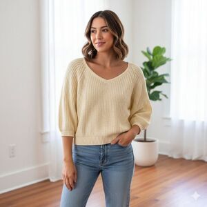 FRAGILE Vintage Yellow Chunky Knit Sweater Womens Size Medium 90s